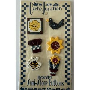 Cache Junction Semi Stone Buttons Bee Sunflower Blackbird Boots‎  N-709 VTG 90s